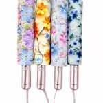 8107 Semi-Automatic Black Coating 2+1 Pastel Bloom Umbrella, 4-Color Mix.